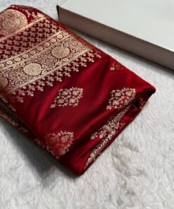 Luxury Maroon Banarasi Saree – Premium Gold Zari Wedding Collection